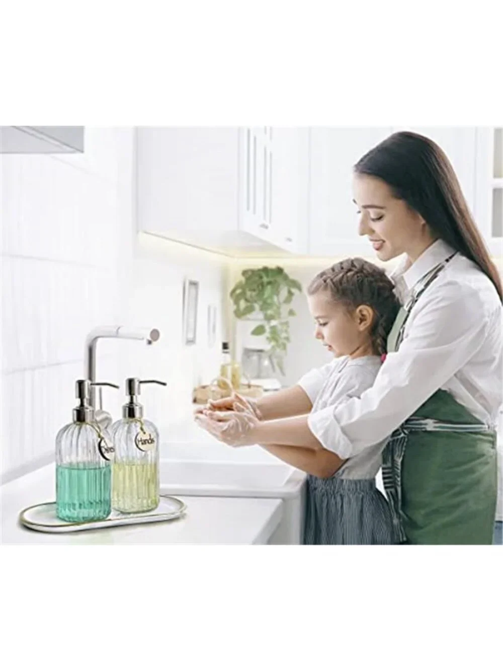 2PACK 18 Oz Glass Soap Dispenser with Rust Proof Stainless Steel Pump